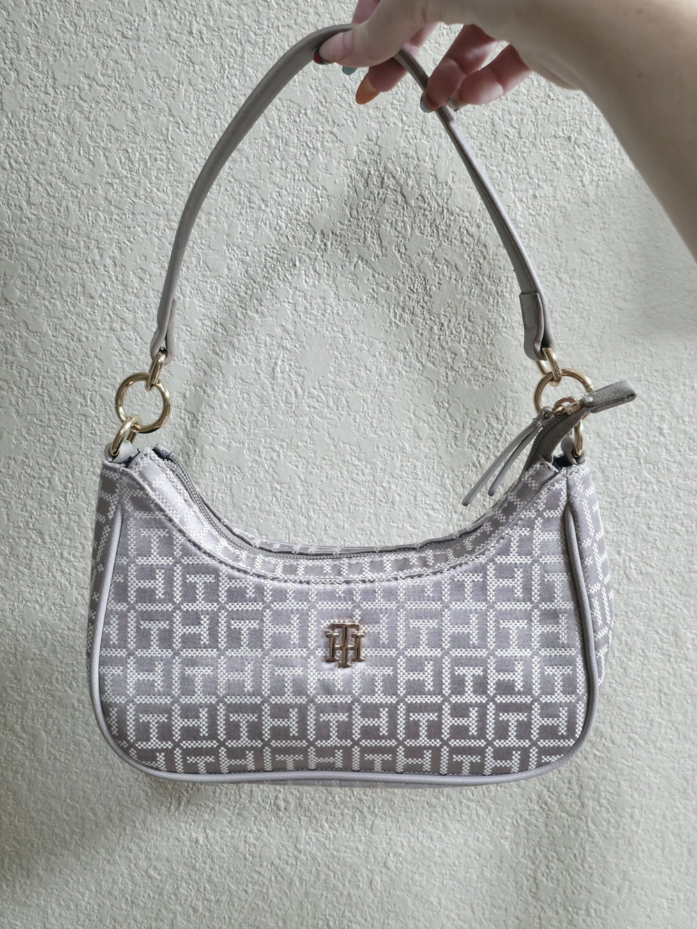 Tommy Hilfiger Gray Monogram Shoulder Bag